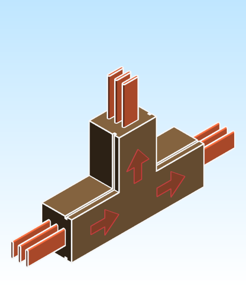 Busbar Tee Flatwise EI CRB Copper IEC