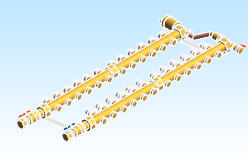 Distribution Manifold Caleffi Brass 663 Series 12 Outlet ByPass