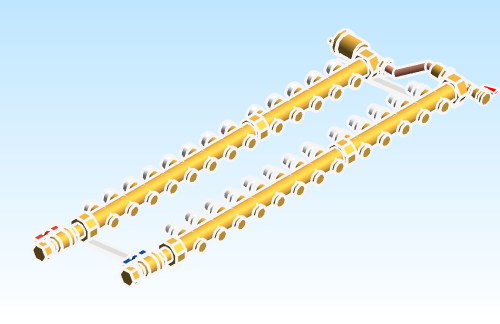 Distribution Manifold Caleffi Brass 663 Series 13 Outlet ByPass