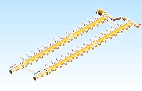 Distribution Manifold Caleffi Brass 663 Series 14 Outlet ByPass
