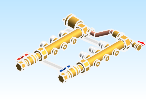 Distribution Manifold Caleffi Brass 663 Series 3 Outlet ByPass