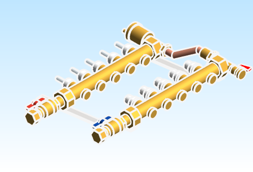 Distribution Manifold Caleffi Brass 663 Series 5 Outlet ByPass