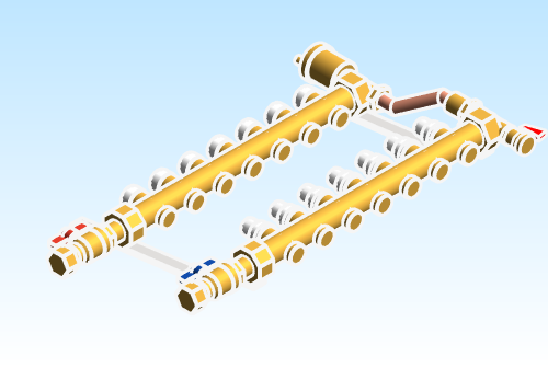 Distribution Manifold Caleffi Brass 663 Series 7 Outlet ByPass