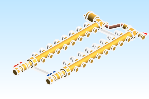Distribution Manifold Caleffi Brass 663 Series 8 Outlet ByPass