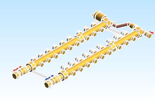 Distribution Manifold Caleffi Brass 663 Series 9 Outlet ByPass