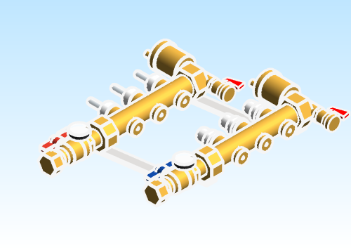 Distribution Manifold TwistFlow Caleffi Brass 668S1 Series 3 Outlet