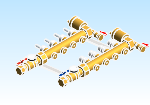 Distribution Manifold TwistFlow Caleffi Brass 668S1 Series 4 Outlet