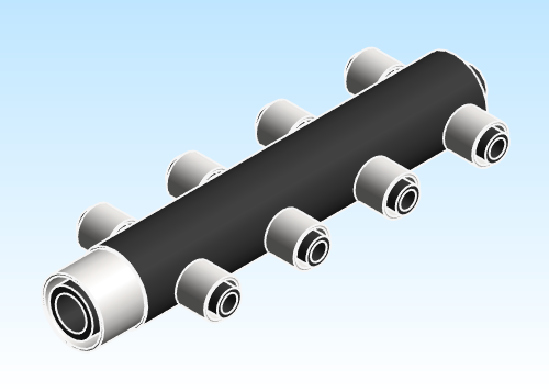 Fitting Multi Port Tee Closed End 8 Outlet Opposing Rows HeatLink PEX HPP