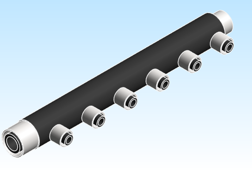 Fitting Multi Port Tee Flow Through 6 Outlet Single Row HeatLink PEX HPP