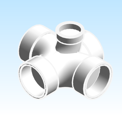 Fitting Tee Double Sanitary NIBCO Inlet HxHxHxHxH 90 PVC DWV 4835 9