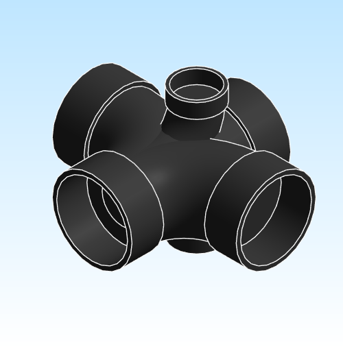 Fitting Tee Double Sanitary NIBCO Inlet HxHxHxHxHxH 90 ABS DWV 5835 9 9