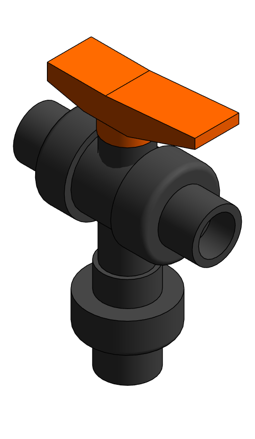 Valve Ball 3 Way Diverter NIBCO Chemtrol PVC 80 T45D2 V