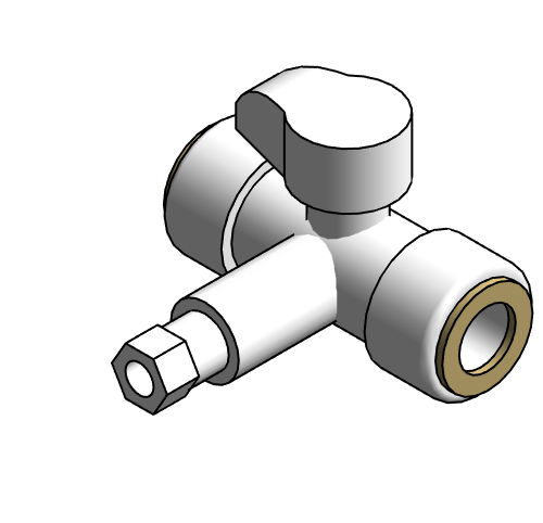 Valve Stop 3 Way Tee SharkBite LF Chrome